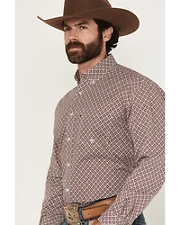 Roper Men's Amarillo Geo Print Long Sleeve Button-Down Stretch Western Shirt