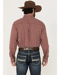 George Strait by Wrangler Men's Checkered Print Long Sleeve Button-Down Stretch Western Shirt