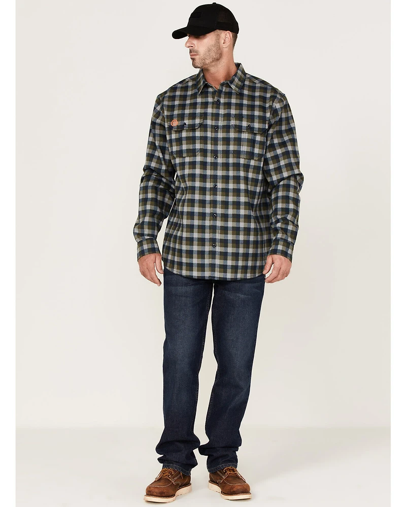 Hawx Men's FR Buffalo Plaid Print Long Sleeve Button-Down Work Shirt