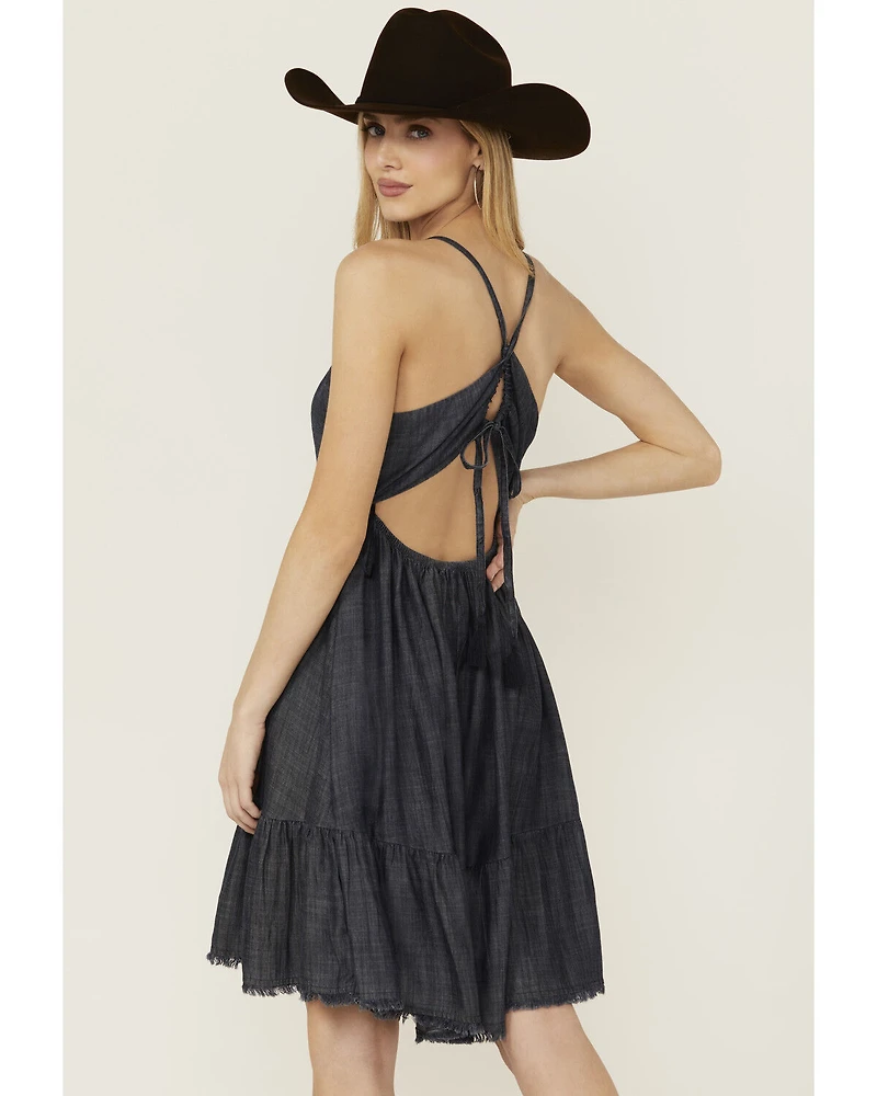Ariat Women's Calico Chambray Tie Back Mini Dress