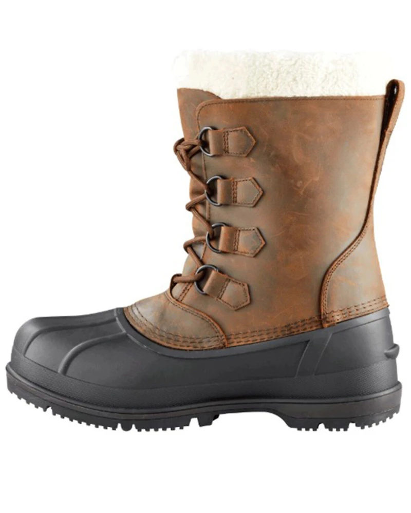 Baffin Men's Brown Canada Waterproof Faux Fur Leather Tundra Work Boots - Soft Toe