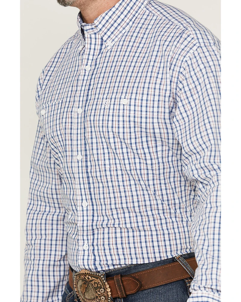 Wrangler Men's Plaid Print Long Sleeve Button-Down Stretch Western Shirt
