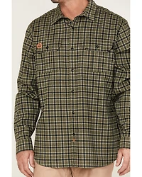 Hawx Men's FR Plaid Print Woven Long Sleeve Button-Down Work Shirt