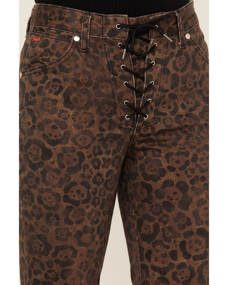 Wrangler X Fender Women's Leopard Print Lace-Up Denim Jeans