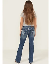 Rock & Roll Denim Girls' Star Embroidered Bootcut Stretch Jeans