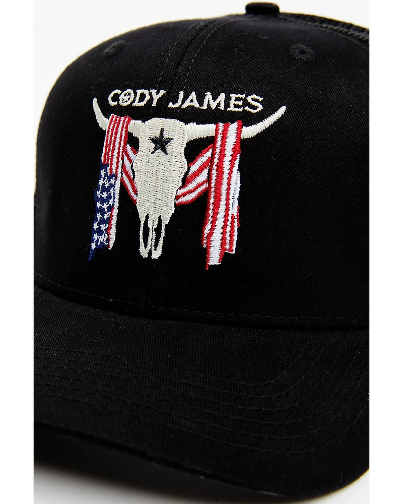 Cody James Men's Embroidered Steer Head American Flag Ball Cap