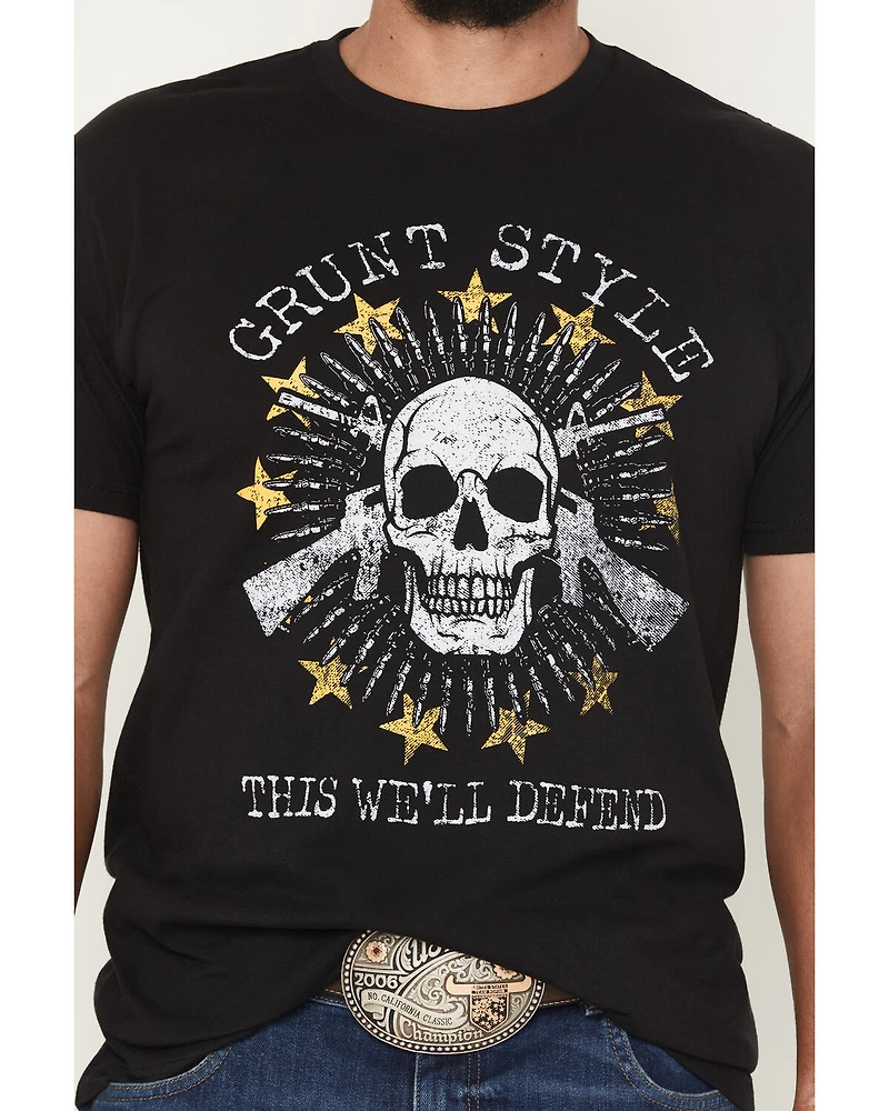 Grunt Style Men's Crossed Rifle Skull Short Sleeve Graphic T-Shirt