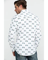 Rock & Roll Denim Men's Bull Skull Print Long Sleeve Western Shirt