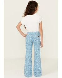 Panhandle Girls' Tooled Button Flare Stretch Denim Jeans