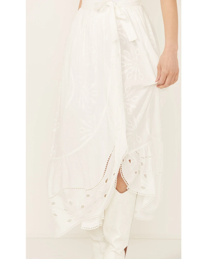 Beyond The Radar Women's Eyelet Midi Skirt