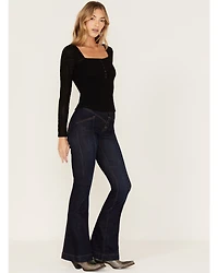 Idyllwind Women's Hillsboro Dark Wash High Rise Seamed Outlaw Flare Jeans