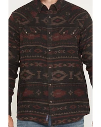 Moonshine Spirit Men's Antler Southwestern Print Long Sleeve Snap Flannel Shirt