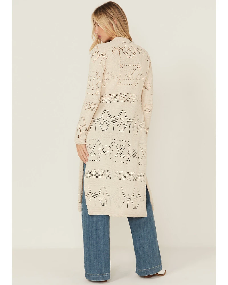Shyanne Women's Open Weave Chenille Duster Cardigan