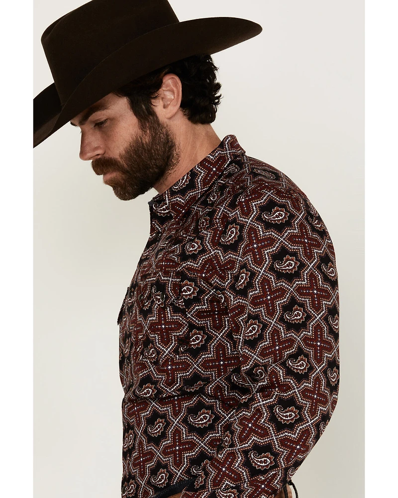 Cody James Men's Daybreak Geo Print Long Sleeve Snap Western Shirt