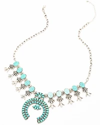 Shyanne Women's Matrix Turquoise Squash Blossom Statement Necklace