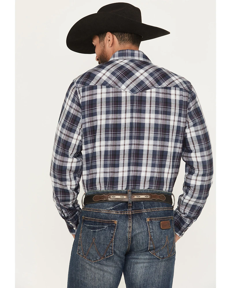 Wrangler Retro Men's Plaid Print Long Sleeve Snap Western Shirt