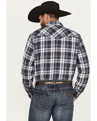 Wrangler Retro Men's Plaid Print Long Sleeve Snap Western Shirt