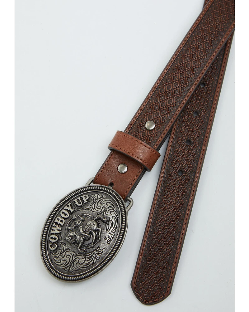 Cody James Boys' Basket Weave Cowboy Up Buckle Belt