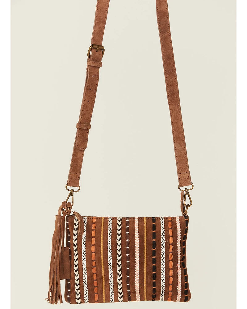Shyanne Women's Wysteria Suede Woven Striped Crossbody Bag