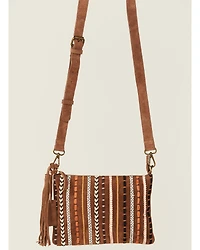 Shyanne Women's Wysteria Suede Woven Striped Crossbody Bag