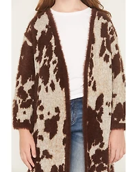Shyanne Girls' Nellie Cow Print Eyelash Knit Cardigan