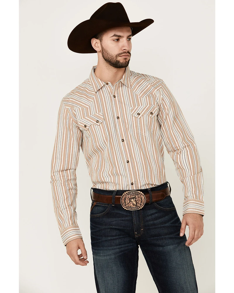 Cody James Men's Tough Guy Dobby Striped Print Long Sleeve Snap Western Shirt
