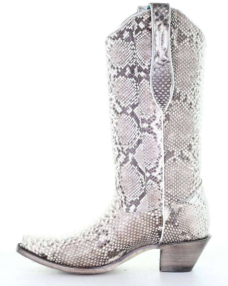 Corral Women's Natural Exotic Python Boots - Snip Toe