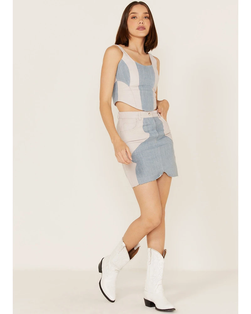 Understated Leather Women's Lil Mamma Scalloped Denim Mini Skirt