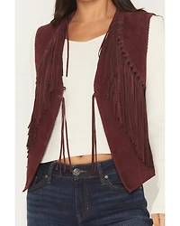 Scully Women's Suede Fringe Front Tie Vest