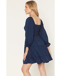 Angie Women's Acid Wash Long Sleeve Mini Dress