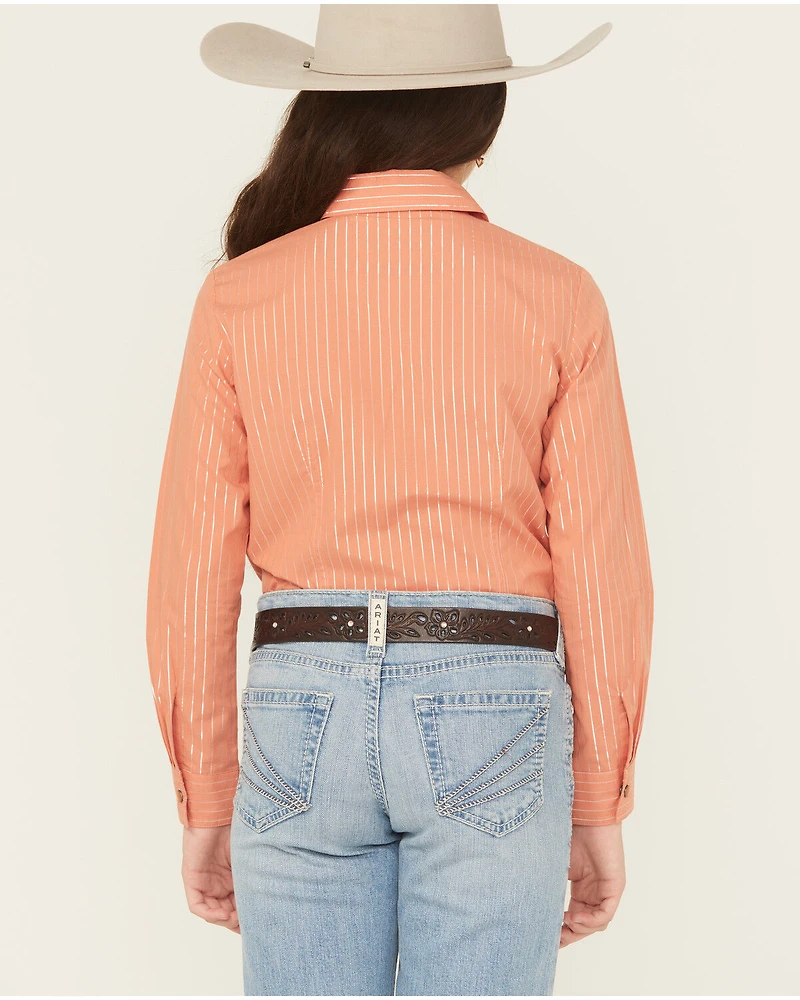 Cruel Girl Girls' Striped Long Sleeve Pearl Snap Western Shirt