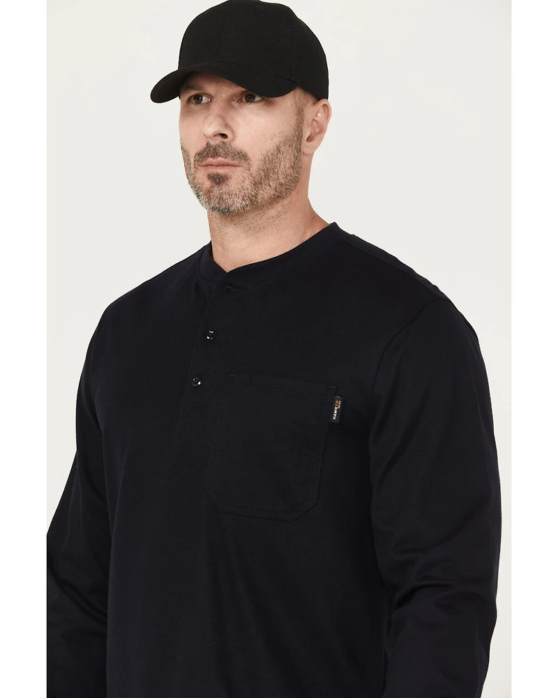 Hawx Men's FR Long Sleeve Pocket Henley - Big & Tall