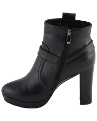 Milwaukee Leather Women's Block Heel Harness Booties - Round Toe