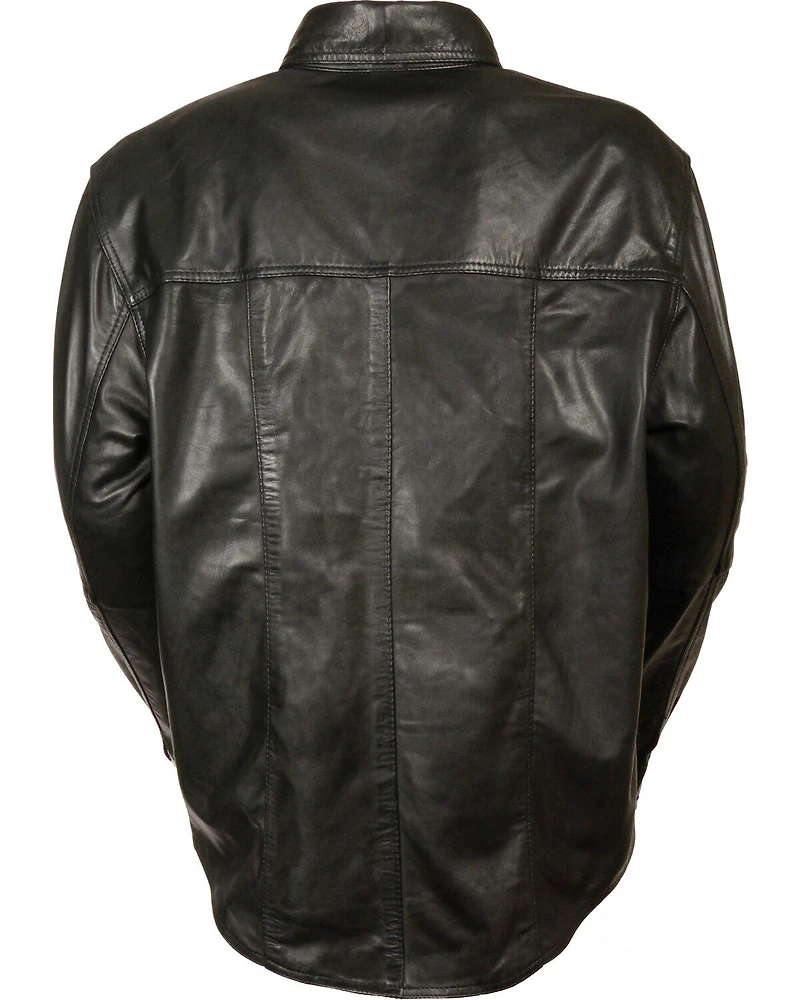 Milwaukee Leather Men's Black Lightweight Leather Shirt - Big & Tall