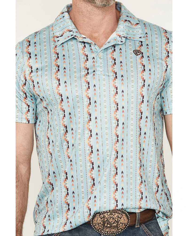 Rock & Roll Denim Men's Southwestern Striped Short Sleeve Stretch Polo