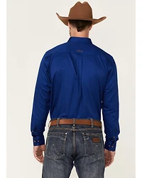 Ariat Men's Solid Royal Blue Twill Fitted Long Sleeve Button-Down Western Shirt