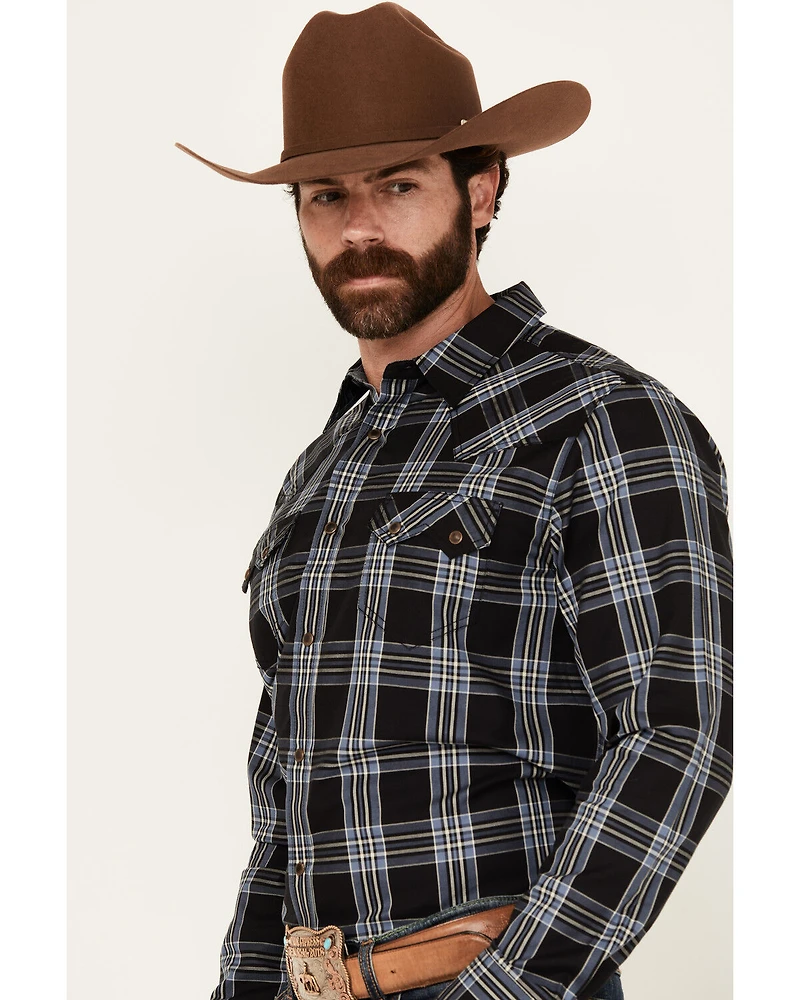 Cody James Men's Irving Plaid Print Long Sleeve Snap Western Shirt - Big
