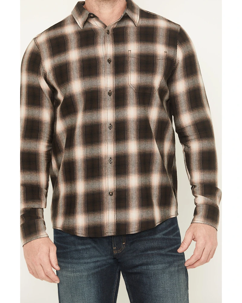 Brothers and Sons Men's Redwood Plaid Print Long Sleeve Button-Down Flannel Shirt