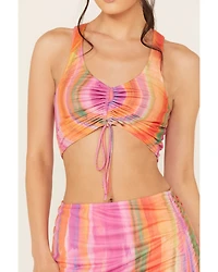 Show Me Your Mumu Women's Hazy Mesh Striped Sleeveless Top