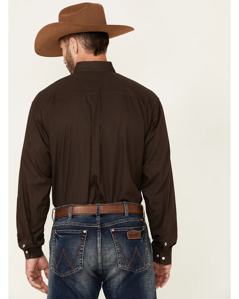 Cinch Men's Solid Brown Button Down Long Sleeve Western Shirt