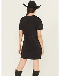 Rock & Roll Denim Women's Wild West Short Sleeve Graphic Mini T-Shirt Dress