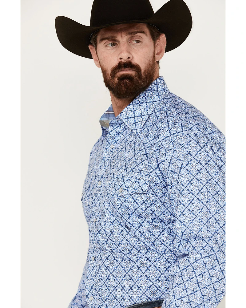 Roper Men's Amarillo Medallion Print Long Sleeve Pearl Snap Western Shirt