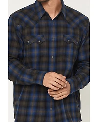 Moonshine Spirit Men's Stage Light Plaid Print Long Sleeve Snap Flannel Shirt
