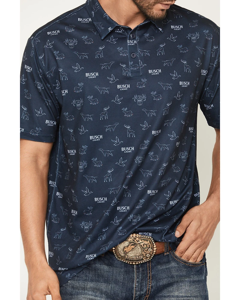 Buckwear Men's Busch Light Repeat Short Sleeve Polo