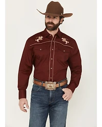 Rodeo Clothing Men's Embroidered Long Sleeve Snap Western Shirt