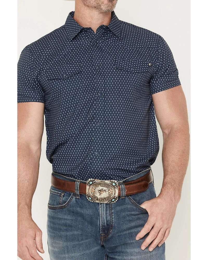 RANK 45® Men's Wind River Geo Print Short Sleeve Snap Performance Western Shirt
