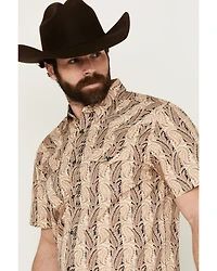 Moonshine Spirit Men's Victory Paisley Striped Short Sleeve Snap Western Shirt