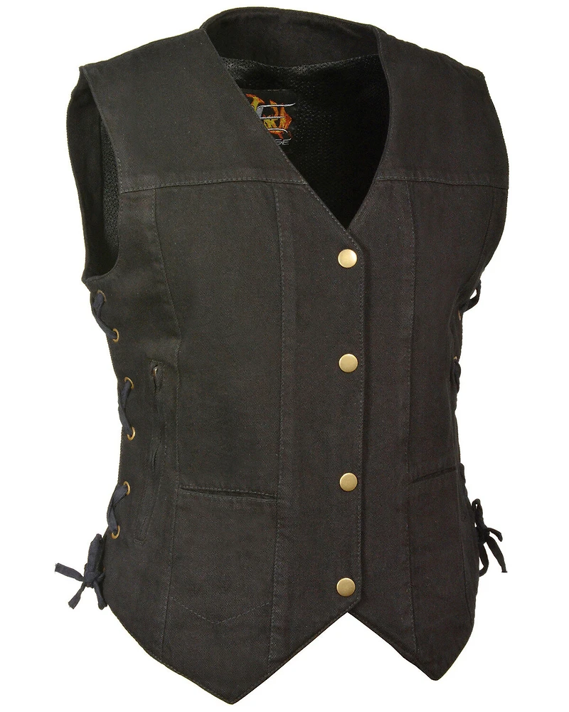 Milwaukee Leather Women's 6 Pocket Side Lace Denim Vest - 5X