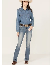 Rock & Roll Denim Women's Light Wash Mid Rise Bootcut Jeans
