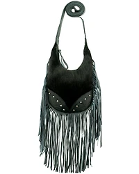 American West Women's Hair-On Studded Fringe Crossbody